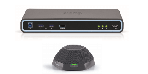 Biamp Devio CR-1T Biamp Devio CR-1T, Devio CR-1T, Biamp, conferencing hub, BYOD conferencing, tabletop microphone, huddle room, unified communications, AEC, USB conferencing, Devio, meeting room audio, wireless content sharing, room hub