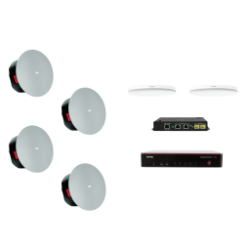 Biamp MRB-M-X400-T-CIC6LP Biamp MRB-M-X400-T-CIC6LP, Biamp, TesiraFORTÉ X 400, TesiraFORTE X 400, meeting room bundle, conference room audio, Desono C-IC6LP low-profile in-ceiling loudspeakers, Parlé microphone, beamtracking, acoustic echo cancellation, Microsoft Teams, Zoom, UC audio, DSP conferencing bundle, table deployment