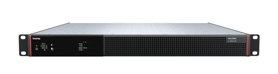 Biamp Voltera D 4800.2M Biamp, Voltera D 4800.2M, Voltera, Voltera amplifier, amplified loudspeaker controller, 4800W amplifier, 2 channel amplifier, Dante amplifier, AVB amplifier, AES67 amplifier, 70V amplifier, 100V amplifier, networked amplifier, VenueTune, commercial installation amplifier, DSP amplifier