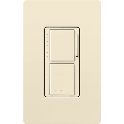 Lutron MACL-L3S25-AL Maestro LED+ Dual Dimmer & Switch, 75W LED / 2.5A Light or Fan, Almond
