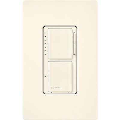 Lutron MACL-L3S25-BI Maestro LED+ Dual Dimmer & Switch, 75W LED / 2.5A Light or Fan, Biscuit