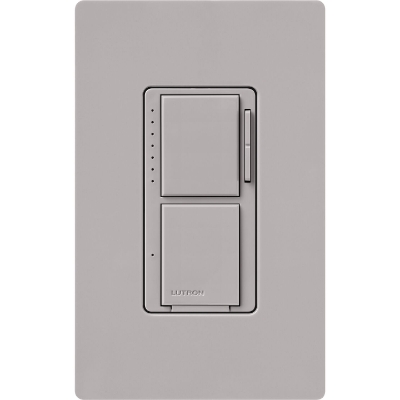 Lutron MACL-L3S25-GR Maestro LED+ Dual Dimmer & Switch, 75W LED / 2.5A Light or Fan, Gray