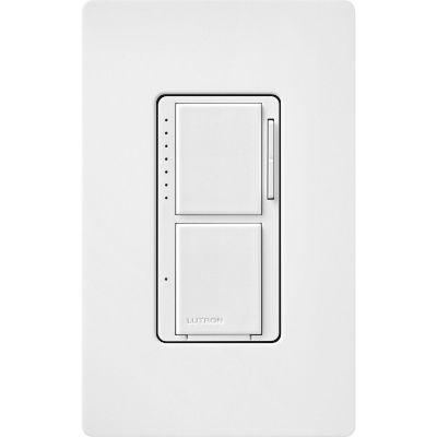 Lutron MACL-L3S25-SW Maestro LED+ Dual Dimmer & Switch, 75W LED / 2.5A Light or Fan, Snow White