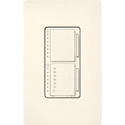 Lutron MACL-L3T251-BI Maestro LED+ Dual Dimmer & Timer, 75W LED / 2.5A Light or Fan Timer, Biscuit