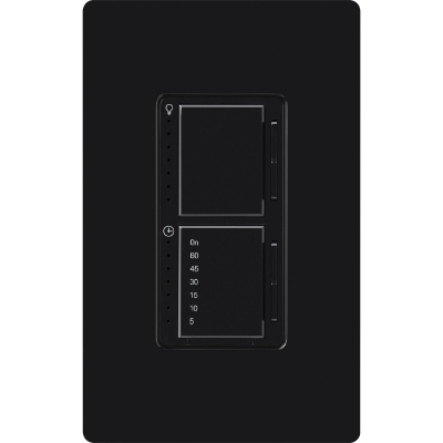 Lutron MACL-L3T251-BL Maestro LED+ Dual Dimmer & Timer, 75W LED / 2.5A Light or Fan Timer, Black