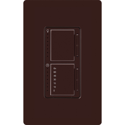Lutron MACL-L3T251-BR Maestro LED+ Dual Dimmer & Timer, 75W LED / 2.5A Light or Fan Timer, Brown