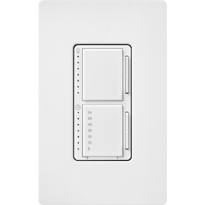 Lutron MACL-L3T251-SW Maestro LED+ Dual Dimmer & Timer, 75W LED / 2.5A Light or Fan Timer, Snow White
