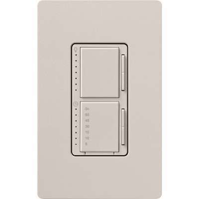 Lutron MACL-L3T251-TP Maestro LED+ Dual Dimmer & Timer, 75W LED / 2.5A Light or Fan Timer, Taupe