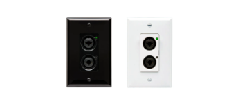 QSC Attero Tech Axon D2i single-gang Dante AES67 wall plate with 2 mic/line inputs