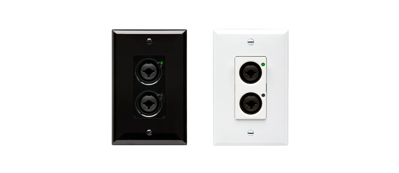 QSC Attero Tech Axon D2i single-gang Dante AES67 wall plate with 2 mic/line inputs
