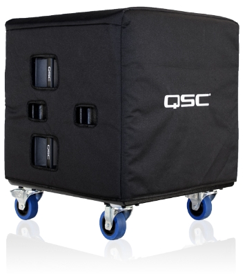 QSC E118SW-CVR padded nylon cover fitted to the E118SW subwoofer