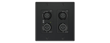 QSC Attero Tech unDX2IO+ 4x2 Dante/AES67 dual-gang wall plate audio interface