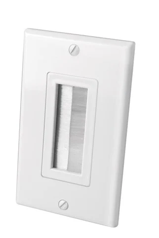 Vanco 120817X Decor Brush Bulk Cable Wall Plate, Single, White