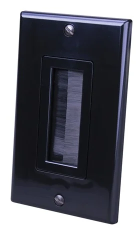 Vanco 120818X Decor Brush Bulk Cable Wall Plate, Single, Black
