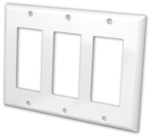 Vanco 820513 Decor Style Triple Face Plate, White