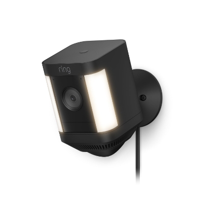 Ring Spotlight Cam Plus Plug-In outdoor security camera in black