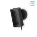 Ring Outdoor Cam Plus plug-in 2K security camera in black