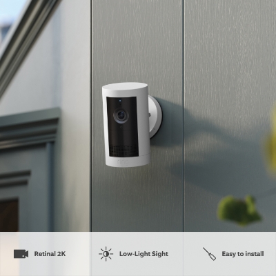 Ring Outdoor Cam Plus battery 2K security camera in white