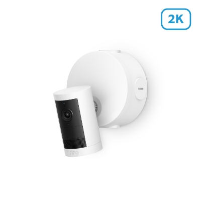Ring Outdoor Cam Plus PoE 2K security camera in white
